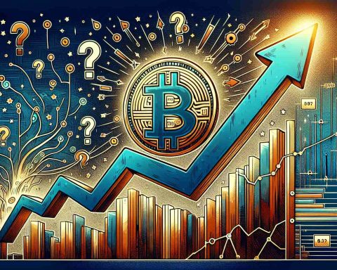 An illustrative portrayal of a Bitcoin's value surge depicted as a high-definition, highly detailed image. This would show the Bitcoin symbol shooting upwards on a stylized chart, with notable markers or levels that could be termed as 'critical' levels. There might be questions or marks indicating the uncertainty ('Will It Hold?') surrounding the sustainment of this growth.