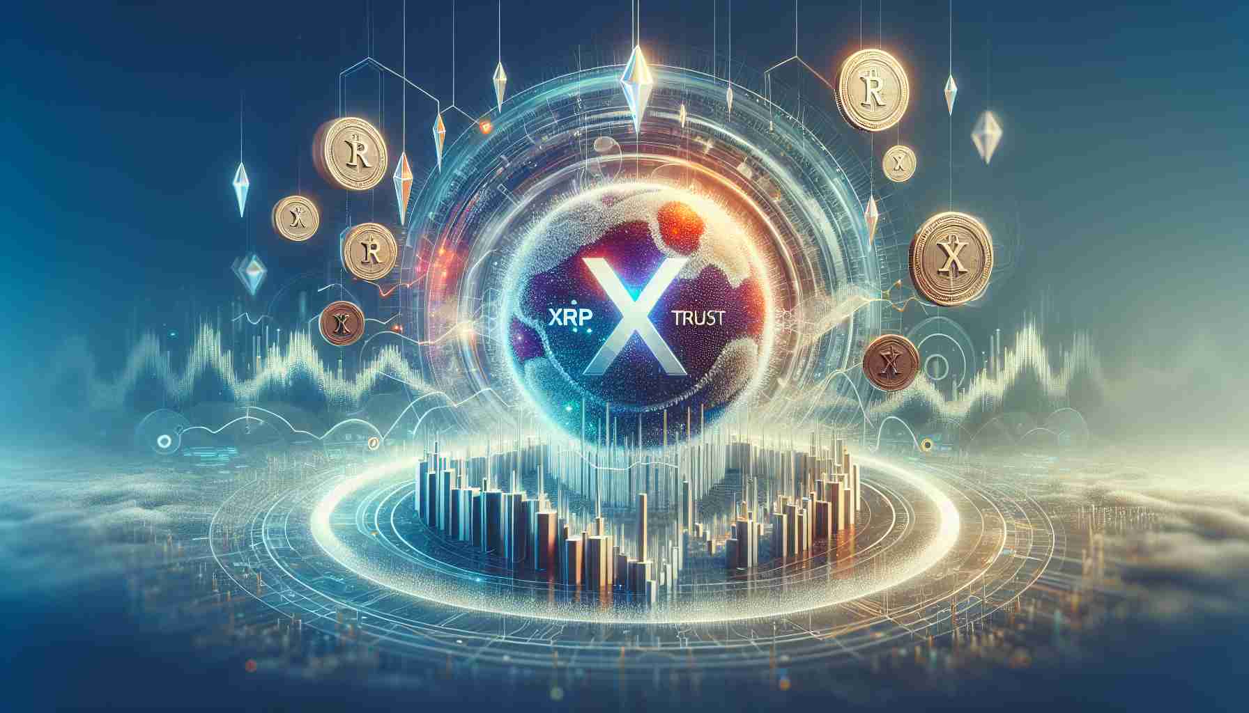 Create a realistic high-definition image that visually represents 'New Opportunity for Investors'. It should reflect a significant change or shift in the environment for an abstract concept symbolized by the letters XRP Trust. Elements might include traditional symbols of investment like graphs, charts or stock market index, alongside dynamic, forward-moving imagery to indicate a positive change or new opportunity.