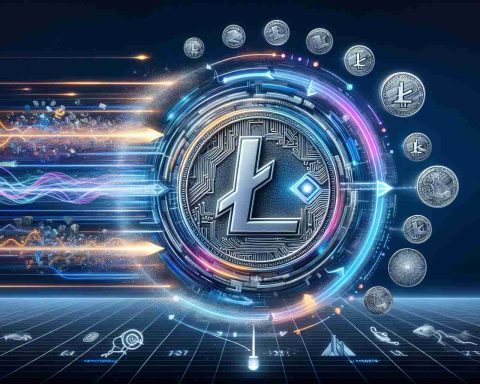 An HD concept artwork that represents the concept of Litecoin's evolution and its potential future in the world of faster cryptocurrency transactions. The image consists of an evolved, futuristic representation of the Litecoin symbol surrounded by elements suggesting speed like streaks of light. It also represents various stages in the evolutionary time scale, including elements showcasing Litecoin's past as a Bitcoin alternative.