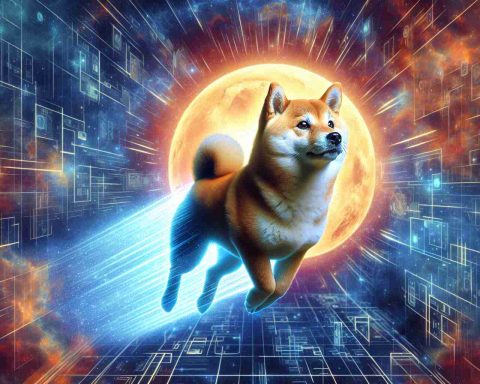 Create a detailed, high-definition image of a Shiba Inu dog symbolically soaring into futuristic space, representing its unknown potential. This image is grounded in reality, yet explores the metaphorical journey of the Shiba Inu breed beyond the boundaries of comical digital tokens commonly associated with it.